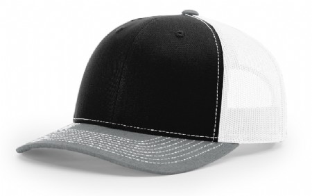 Richardson Mesh Back Cap - Black/White/Heather Grey